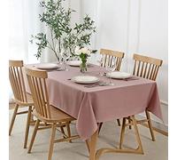 maxmill Faux Linen Texture Tablecloth Stain Resistant Waterproof Wrinkle Resistant Washable Table Cloth, Fabric Decoration for Dining Room Banquet Parties Dinner, Rectangle 60 x 120 Inch, Dusty Pink