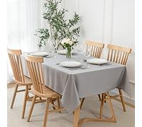 maxmill Faux Linen Textured Rectangle Tablecloth Water Resistant Wrinkle Free Spill-Proof, Soft Table Cloth for Dining Room Decoration, Banquet Parties Event Holiday Dinner, 60 x 84 Inch Light Grey