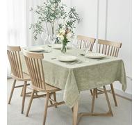 maxmill Flaxy Faux Linen Table Cloth with 2-Tone Slubby Texture Wrinkle Resistant Anti-Shrink Soft Tablecloth for Kitchen Dining Tabletop for Buffet Banquet Parties Rectangle 60 x 140 Inch Sage