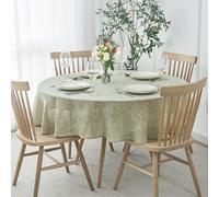 maxmill Flaxy Faux Linen Tablecloth with 2-Tone Slubby Texture Wrinkle Resistant Anti-Shrink Soft Table Cloth for Kitchen Dining Restaurant Tabletop for Event Holiday Dinner Round 70 Inch Sage