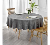 maxmill Jacquard Round Table Cloth Damask Design Waterproof Antiwrinkle Heavy Weight Soft Tablecloths for Circular Table Cover and Kitchen Dinning Tabletop Round 70 Inch Charcoal