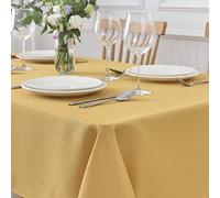 maxmill Jacquard Square Tablecloth Stain Resistant Spillproof Wrinkle Free Washable Soft Table Cloth, Decorative Fabric Table Cover for Dining Room, Indoor and Outdoor Use, 52 x 52 Inch Ochre Yellow