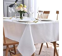 maxmill Jacquard Table Cloth Swirl Design Water Proof Wrinkle Free Heavy Weight Soft Tablecloth Decorative Fabric Table Cover for Outdoor and Indoor Use Square 70 x 70 Inch White