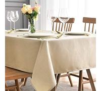 maxmill Jacquard Table Cloth Swirl Design Water Resistant Wrinkle Resistance Heavy Weight Soft Tablecloth for Kitchen Dinning Tabletop Decoration Oblong 60 x 140 Inch Beige