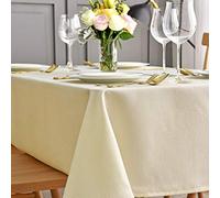 maxmill Jacquard Table Cloth Waving Pattern Water Proof Wrinkle Free Heavy Weight Soft Tablecloth Decorative Fabric Table Cover for Outdoor and Indoor Use Rectangular 60 x 104 Inch Ivory