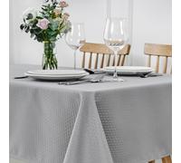 maxmill Jacquard Tablecloth Stain Resistant Waterproof Wrinkle Free Spillproof Washable Soft Weaved Texture Table Cloth for Dining Room, Indoor Outdoor Use, Rectangle 60 x 140 Inch, Light Grey