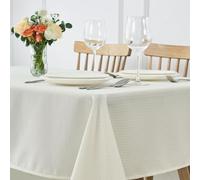 maxmill Jacquard Tablecloth Stain Resistant Waterproof Wrinkle Resistant Spillproof Washable Soft Weaved Texture Table Cloth for Dining Room, Indoor Outdoor Use, Rectangle 60 x 140 Inch, Ivory