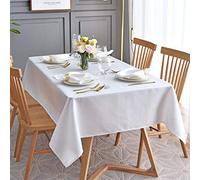 maxmill Jacquard Tablecloth Swirl Design Water Resistance Antiwrinkle Heavy Weight Soft Table Cloth for Buffet Banquet Parties Event Holiday Dinner Rectangle 60 x 84 Inch White