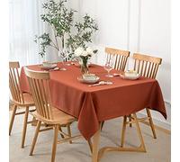 maxmill Rectangle Slubby Textured Tablecloth Waterproof Spillproof Wrinkle Free Fall Table Cloth, Kitchen Dining Room Thanksgiving Decoration, Fabric Table Cover Halloween Party, 52 x 70 Inch, Rust