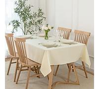 maxmill Rectangle Slubby Textured Tablecloth Waterproof Spillproof Wrinkle Free Table Cloth, Kitchen Dining Tabletop Decoration, Fabric Table Cover for Holiday Party Dinner, 52 x 70 Inch, Ivory