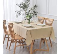 maxmill Rectangle Textured Tablecloth Waterproof Spillproof Wrinkle Free Table Cloth, Kitchen Dinning Tabletop Decoration, Fabric Table Cover for Outdoor and Indoor Use, 52 x 70 Inch, Beige