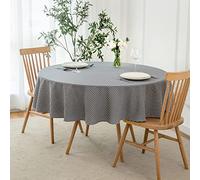 maxmill Round Checkered Tablecloth Spillproof Wrinkle Free Heavy Weight Gingham Table Cloth for Circular Table Cover Buffalo Plaid for Buffet Banquet Parties Holiday Dinner 70 Inch Black White