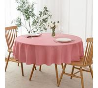 maxmill Round Checkered Tablecloth Spillproof Wrinkle Free Heavy Weight Gingham Table Cloth for Circular Table Cover Buffalo Plaid for Buffet Banquet Christmas Party Holiday Dinner 70 Inch Red White