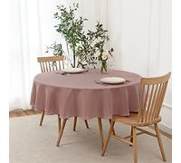 maxmill Round Linen Looking Textured Tablecloth Spill-Proof Wrinkle Free Soft Jacquard Table Cloth for Circular Table Cover, for Dining Room Buffet Banquet Parties Holiday Dinner, 70 Inch Dusty Pink