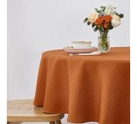 maxmill Round Tablecloth Weaved Pattern Spill-Proof Wrinkle Free Soft Jacquard Table Cloth for Circular Table Cover, for Dining Room Fall Harvest Thanksgiving Parties Holiday Dinner, 70 Inch, Rust