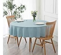 maxmill Round Textured Tablecloth Spill-Proof Wrinkle Free Soft Jacquard Table Cloth for Circular Table Cover, for Dining Room Buffet Banquet Parties Holiday Dinner, 70 Inch Dusty Blue