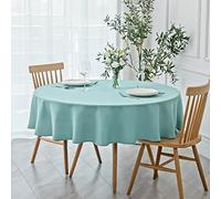 maxmill Round Textured Tablecloth Spill-Proof Wrinkle Free Soft Jacquard Table Cloth for Round Table Cover, for Dining Room Buffet Banquet Parties Holiday Dinner, 70 Inch, Turquoise