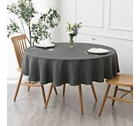 maxmill Round Textured Tablecloth Spill-Proof Wrinkle Free Soft Jacquard Table Cloth for Round Table Cover, for Dining Room Buffet Banquet Parties Holiday Dinner, 70 Inch Charcoal