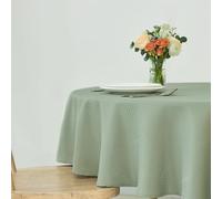 maxmill Round Weaved Texture Design Tablecloth Spill-Proof Wrinkle Free Soft Washable Table Cloth for Circular Table Cover, for Dining Room Banquet Parties Holiday Dinner, 70 Inch Sage Green