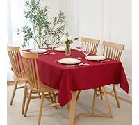 maxmill Slubby Texture Tablecloth Water Resistance Antiwrinkle Spillproof Soft Washable Christmas Table Cloth for Dining Room, Buffet Banquet Parties Holiday Dinner, Rectangular 60 x 104 Inch, Red
