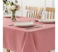 maxmill Square Checkered Tablecloth Water Resistance Antiwrinkle Spillproof Heavy Weight Gingham Table Cloth Buffalo Plaid for Banquet Christmas Parties Holiday Event Dinner 70 x 70 Inch Red Whit