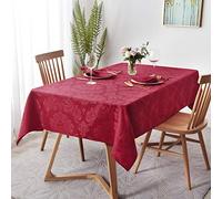 maxmill Square Tablecloth Damask Design Spillproof Wrinkle Free Heavy Weight Soft Table Cloth Decorative Fabric Table Cover for Outdoor and Indoor Use Square 70 x 70 Inch Ruby Red