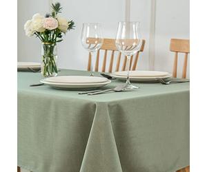 maxmill Square Tablecloth Slubby Texture Stain Resistant Waterproof Wrinkle Resistant Washable Soft Table Cloth, Decorative Fabric Table Cover for Dining Room Dinner Party, 52 x 52 Inch, Sage Green