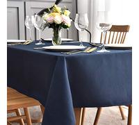 maxmill Square Tablecloth Swirl Design Spillproof Wrinkle Free Heavy Weight Soft Table Cloth Decorative Fabric Table Cover for Outdoor and Indoor Use Square 52 x 52 Inch Navy Blue