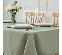 maxmill Square Tablecloth Water Resistance Antiwrinkle Spill Proof Linen Looking Texture Table Cloth, Decorative Fabric Table Cover for Banquet Parties Event Holiday Dinner, 70 x 70 Inch, Sage Green