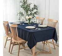 maxmill Tablecloth Stain Resistant Waterproof Wrinkle Resistant Spillproof Washable Soft Slubby Texture Table Cloth for Dining Room, Banquet Parties Event Dinner, Rectangle 60 x 140 Inch, Navy Blue