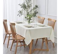 maxmill Textured Tablecloth Stain Resistant Waterproof and Wrinkle Resistant Washable Table Cloth, Fabric Table Cover for Dining Room and Outdoor Use, Rectangle 60 x 120 Inch, Ivory