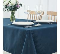 maxmill Weaved Texture Rectangle Tablecloth Water Resistant Wrinkle Free Spill-Proof, Soft Table Cloth for Dining Room Decoration, Banquet Parties Event Holiday Dinner, 60 x 84 Inch Navy Blue
