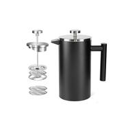 MaxMiuly Cafetiere 4 Cup Stainless Steel French Press Double Walled Insulated Coffee Press (black 600ml
