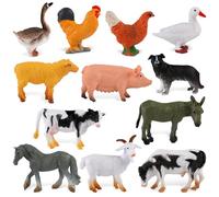 Maxmoc 12pcs Farm Animals,Mini Animal Toys Plastic Realistic,Farm Toys Set Educational Playset for Tollders Kids for 2 3 4 5 6 7 Year Olds (Farm Animals)