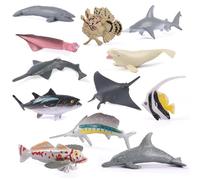 Maxmoc 12pcs Sea Animals Toys for Kids,Mini Animal Toys Plastic Realistic with shark, Dolphin, swordfish, Lionfish, tuna, Squid,Sea Creatures Toy Set for Tollders Children for 2 3 4 5 6 7 Year Olds
