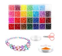 Maxmoc Crystal Beads, 2800pcs 6mm Faceted Bicone, 28 Rainbow Colors, Acrylic, Adult Jewelry Making Kit