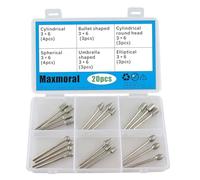 Maxmoral 20PCS Diamond Grinding Head Set 6 Sizes Stone Engraving Rotary Tool with 1/8 Inch Shank for Cutting Glass and Process Modeling