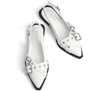 MaxMuxun Slingback Flats for Women Studs Buckle Closed Toe Sandals Pointed Toe Ballerina Shoes Comfort Ladies Shoes Strappy Flats for Women Ballet Flats