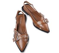 MaxMuxun Slingback Flats for Women Studs Buckle Closed Toe Sandals Pointed Toe Ballerina Shoes Comfort Ladies Shoes Strappy Flats for Women Ballet Flats