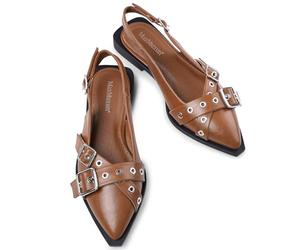 MaxMuxun Slingback Flats for Women Studs Buckle Closed Toe Sandals Pointed Toe Ballerina Shoes Comfort Ladies Shoes Strappy Flats for Women Ballet Flats