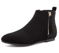 MaxMuxun Womens Black Suede Flat Low Heel Classic Ankle Boots Ladies Shoes Size 5 UK/ 38 EU