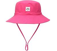 MaxNova Baby Sun Hat Smile Face UPF 50+ Toddler Bucket Hat for Boys Girls 0-7 Years, Hot Pink, 2-7 Years