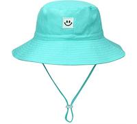MaxNova Baby Sun Hat Smile Face UPF 50+ Toddler Bucket Hat for Boys Girls 0-7 Years, Sky Blue, 2-7 Years