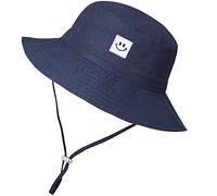 MaxNova Baby Sun Hat Smile Face UPF 50+ Toddler Bucket Hat for Boys Girls 0-7 Years, Smile Face Navy, 2-7 Years