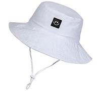 MaxNova Baby Sun Hat Smile Face UPF 50+ Toddler Bucket Hat for Boys Girls 0-7 Years, Smile Face White, 2-7 Years