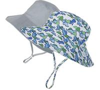 MaxNova Baby Sun Hat Toddler Summer UPF 50+ Baby Girl Bucket Hat Wide Brim Beach Hats for Baby Boys 0-5 Years 2pack, 2pack Dinosaur/Grey, 0-6 Months