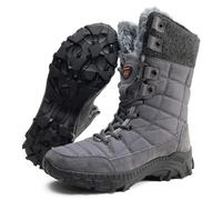 Maxome Mens Snow Winter Boots Warm Fur Lined Ankle Walking Boots for Men Waterproof Anti-Slip Mid Calf Hiking Walking Shoes Outdoor Lightweight Snow Shoes Grey