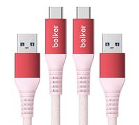 Maxonar 2Pack 1M/3.3ft USB A Android Auto Cable QC3.0 3.1A Fast Charger Data Transfer Cable USB3.2 Gen2 for Samsung Note20 Galaxy S23/S22/S21 Galaxy Z Flip5 Pixel 8 Pro - Red