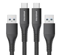 Maxonar 2Pack USB C Charger Cable 10Gbps Data USB A Android Auto Cable QC3.0 3.1A Type C Fast Charging USB3.2 Gen2 for Samsung Note20 Galaxy S24/S23/S22/S21/S20 PS5 Z Flip5 Pixel 9 Pro 2M/6.6ft-Black