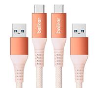 Maxonar 2Pack USB C Data Cable 10Gbps USB A Android Auto Cable QC3.0 3.1A Fast Charger Data Transfer Cable USB3.2 Gen2 for Samsung Note20 Galaxy S23/S22/S21 Z Flip5 Pixel 8 Oneplus11 1M/3.3ft-Orange